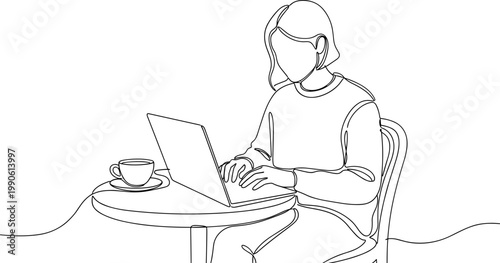 Woman working on laptop computer 1.