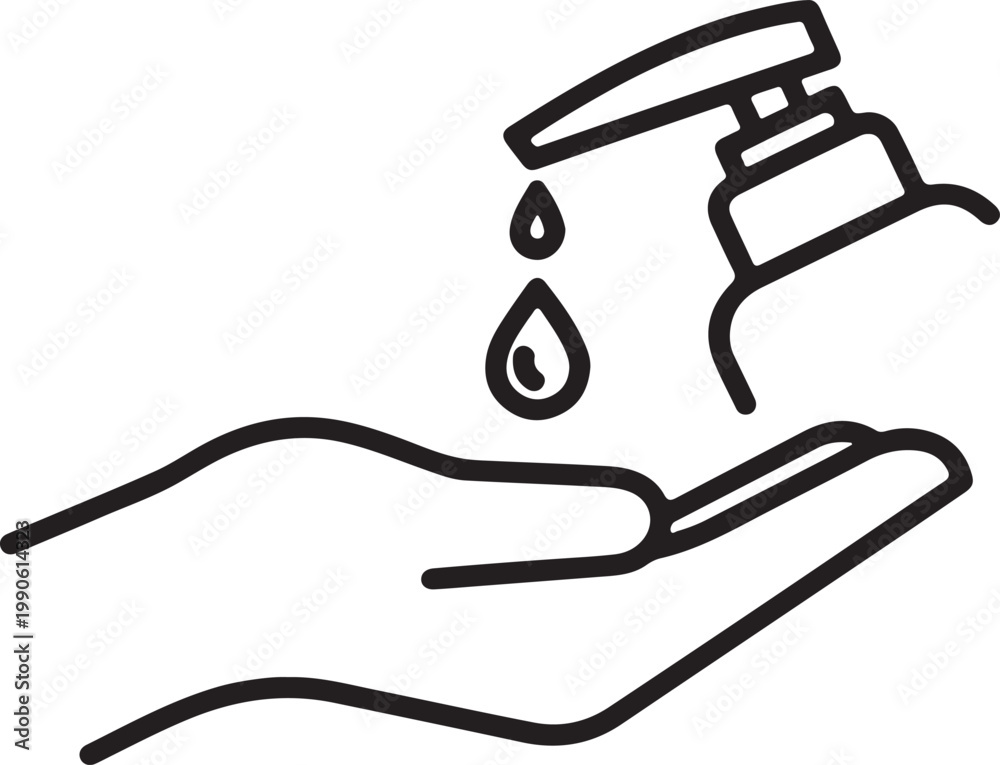 Obraz premium Hand sanitizer dispenser and drops illustration with personal care dispenser sanitation prevention illustration hygienic sanitizer antiseptic bacteria disinfection cleaning healthcare