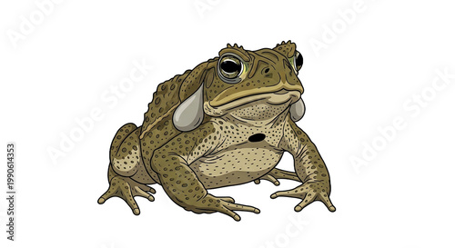 Large Green Brown Speckled Frog Sitting.