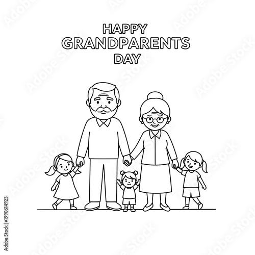 Elderly Couple With Two Grandchildren.