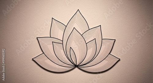 Intricate Lotus Flower Drawing with Detailed Petals.