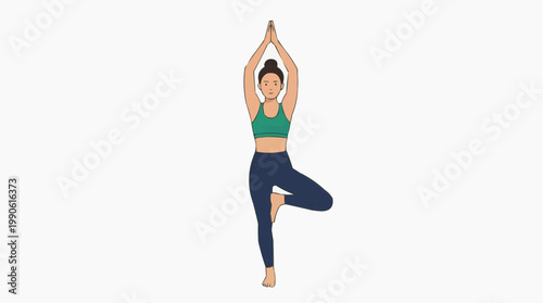 A woman in a yoga pose with her arms raised in a vector illustration design