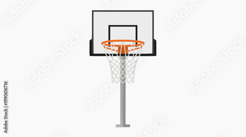 A minimalist vector illustration of a basketball hoop and backboard in a flat design style
