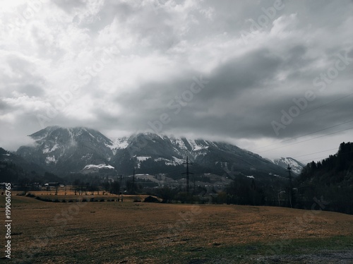 Moody Alpine Landscape with Snow-Capped Mountains in St. Johann im Pongau
