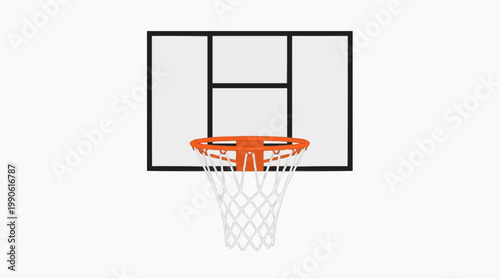 A minimalist vector illustration of a basketball hoop and backboard in a flat design style
