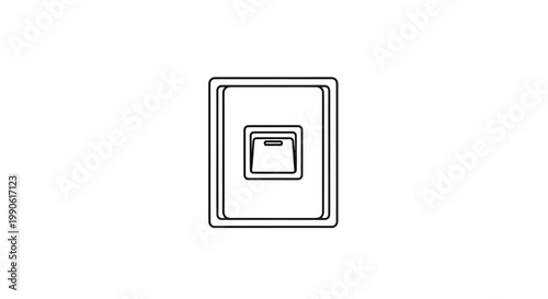 Simple black line art of a modern light switch on a white background