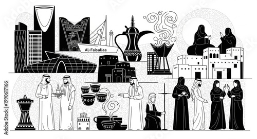 Traditional Arabic Coffee Culture and Hospitality.