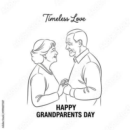 Elderly couple holding hands smiling.