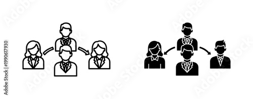 Business Team Delegation and Leadership Hierarchy Icon Set