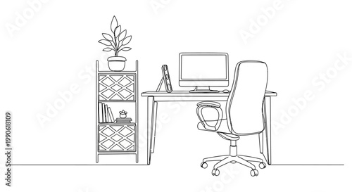 Office Chair with Computer Desk.