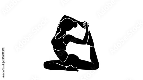 Yoga Silhouette: A poised silhouette embodies the grace and serenity of yoga, rendered in a striking monochrome.