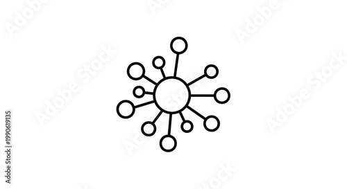 Abstract sunburst with radiating circles and interconnected nodes