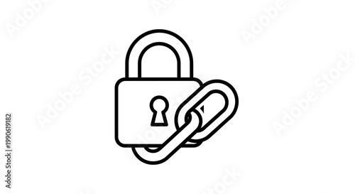 Simplified outline of a padlock with a keyhole and linked chain