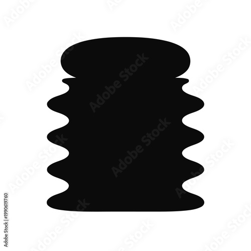 Black silhouette of a ribbed cylindrical container with a rounded top black and white
