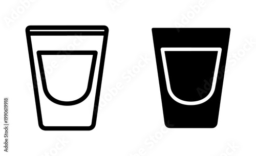 Shot Glass Icon Set for Bar and Alcohol Menu