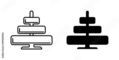 Minimalist Wooden Stacking Toy Icon Set