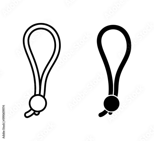 Adjustable Lanyard Cord with Toggle Stopper Icon Set