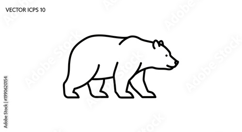 Simple line art of a bear walking, viewed from the side