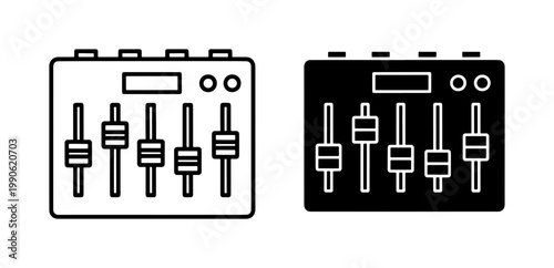 Audio Mixer Console Line and Glyph Icon Set