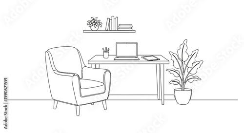 Office Chair with Desk and Laptop.