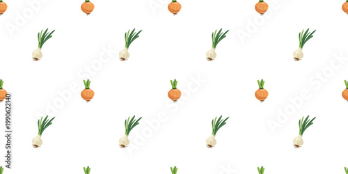 organic onion seamless pattern on white background