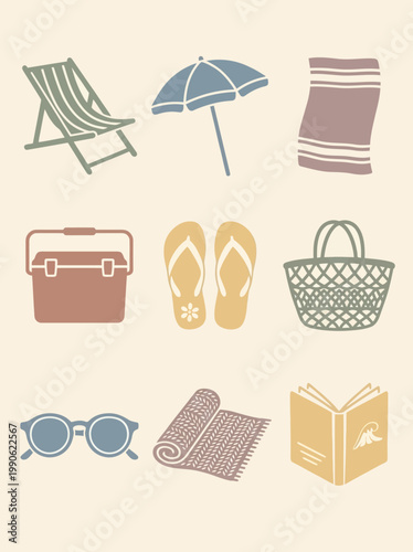 Beach Vacation Summer Relaxation Items.