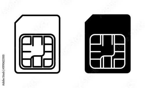 Mobile SIM card line and glyph icon set