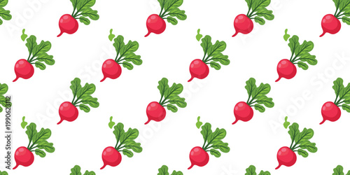 vegetable seamless pattern with radish minimal white backdrop