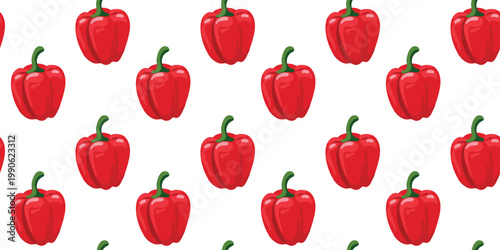 organic red bell pepper seamless pattern on white background