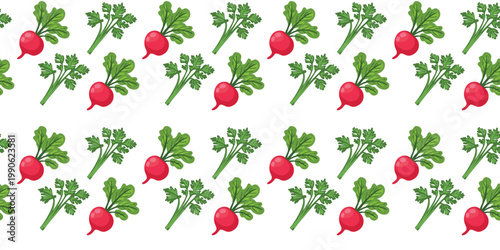 healthy organic greens seamless pattern parsley radish isolated white