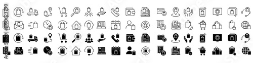 Shopping icon vector set. Online shopping Illustration sign collection. Purchases symbol or logo.