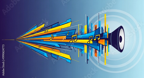 Abstract Sound Wave Emanating from Speaker.