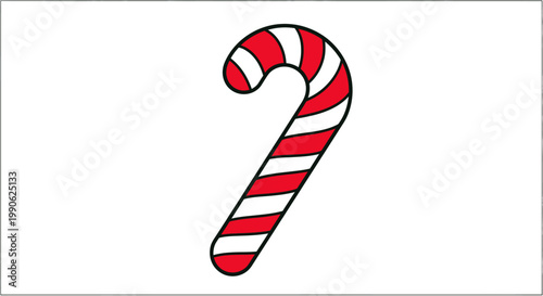 Cuadro en lienzo A simple illustration of a red and white striped candy cane