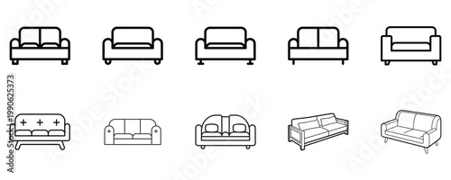 set of sofa icons outline