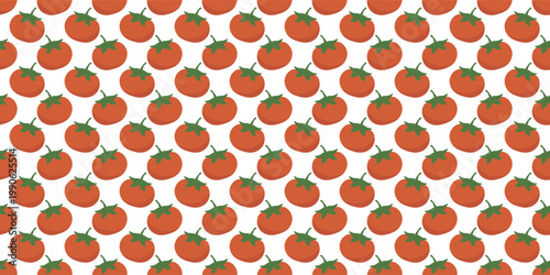 Fresh red tomato seamless pattern for organic vegetable garden decor. Healthy food pattern