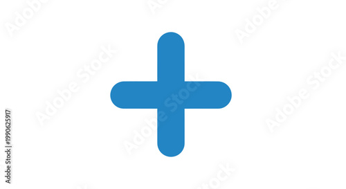 A rounded blue cross shape centered on a white background