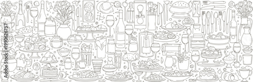 Intricate pixelated illustration of various musical instruments and sheet music