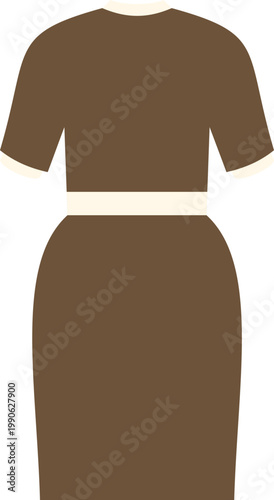 Brown office dress for female body isolated on white background