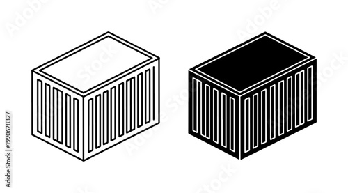 Isometric Shipping Container Line Icon Set