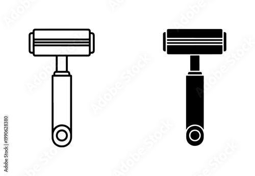 Safety razor icon set for shaving and grooming