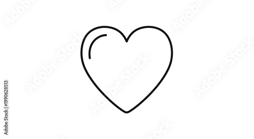 A simple black outline of a heart with a single curved line inside