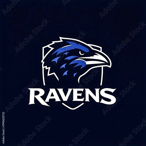 Ravens Gaming Logo - Stylized Raven Head with Spread Wings