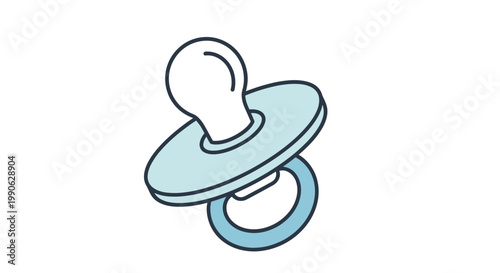 Minimalist icon of a light blue baby pacifier with a dark outline