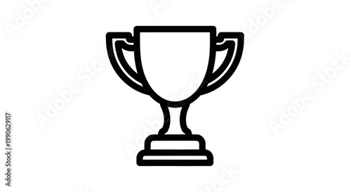 Black line art of a trophy with handles and a wide base