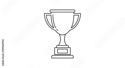 A simple black and white line drawing of a trophy with handles on a pedestal