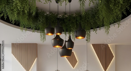 Lampu gantung dan bunga gantungq