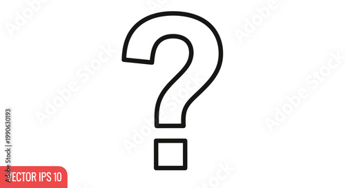 A simple black outline of a question mark on a white background