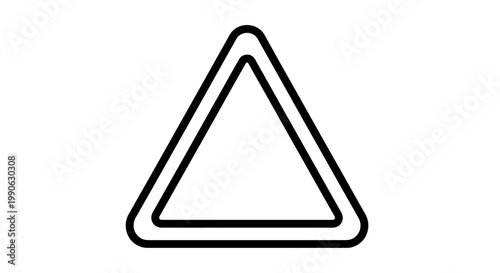 A simple, bold black outline of an isosceles triangle on a white background