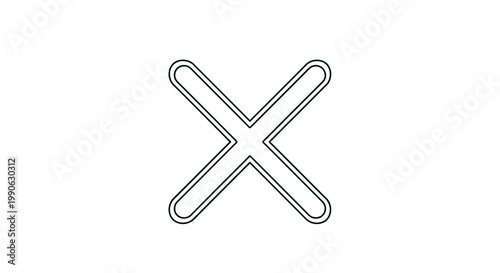 A simple outlined 'X' with rounded ends on a white background