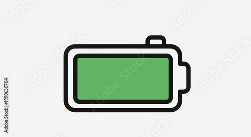 Simple battery icon with green charge level on a light grey background